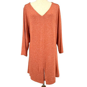 Soft Surroundings‎ Ophelia Tunic Women's 2X Orange Heather Front Slit Knit Soft